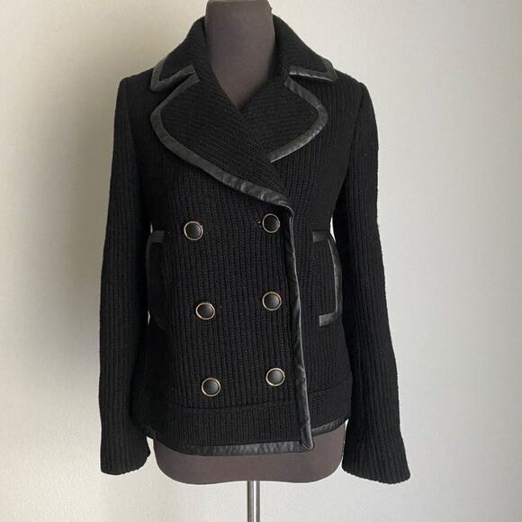Tory Burch sz S 100% Wool knit collared button coat - Picture 1 of 8